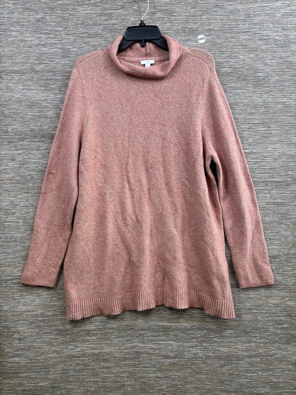 J.Jill Heather Cowl Neck Tunic Pullover Sweater Women’s Size XL Pink Wool Blend